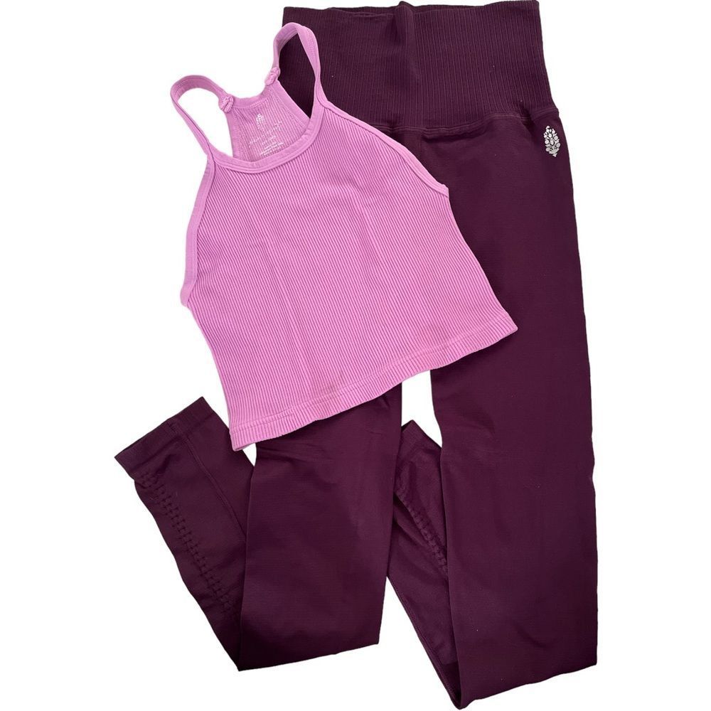 NWOT Free People Good Karma 7/8 Legging &  Good Karma Happiness Runs SET…